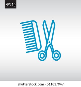 Comb and scissors icon Vector.