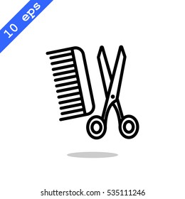 Comb and scissors icon Vector.