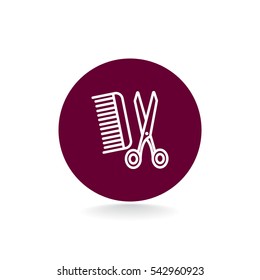 Comb and scissors icon Vector.