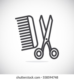 Comb and scissors icon Vector.