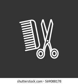 Comb and scissors icon Vector.