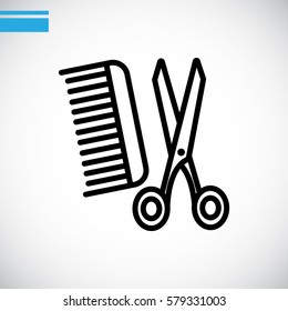 Comb and scissors icon Vector.