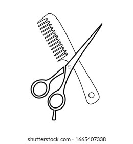 Comb and scissors icon VECTOR ILUSTRATION