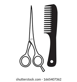 Comb and scissors icon VECTOR ILUSTRATION