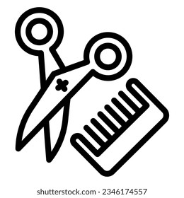 Comb and scissors line icon, hairdresser salon concept, Comb and scissors vector sign on white background, Comb and scissors outline style mobile concept web design. Vector graphics.