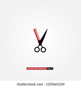 Comb and scissors logo design vector, barber logo design inspiration isolated on white background