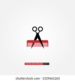 Comb and scissors logo design vector, barber logo design inspiration isolated on white background