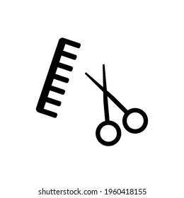 Comb and scissors on a white background. Vector illustration of a simple logo on a white background.