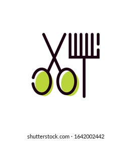 comb and scissors salon acessory isolated icon vector illustration design