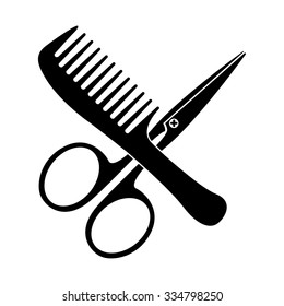 comb and scissors vector icon