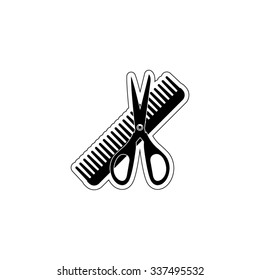 Comb and scissors - vector icon
