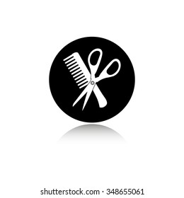 Comb and scissors - vector icon
