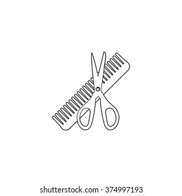 Comb and scissors  - vector icon