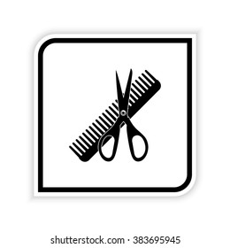 Comb and scissors  - vector icon