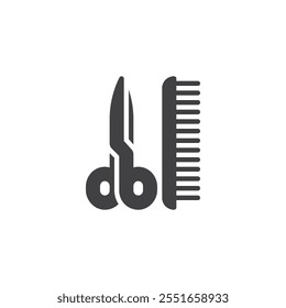 Comb and scissors vector icon. filled flat sign for mobile concept and web design. Pet Grooming glyph icon. Symbol, logo illustration. Vector graphics