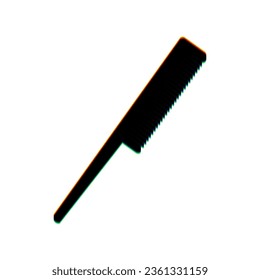 Comb sign. Black Icon with vertical effect of color edge aberration at white background. Illustration.