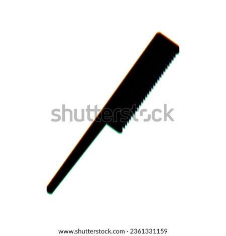 Comb sign. Black Icon with vertical effect of color edge aberration at white background. Illustration.