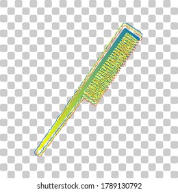 Comb sign. Blue to green gradient Icon with Four Roughen Contours on stylish transparent Background. Illustration.