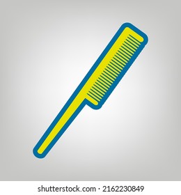 Comb sign. Icon in colors of Ukraine flag (yellow, blue) at gray Background. Illustration.