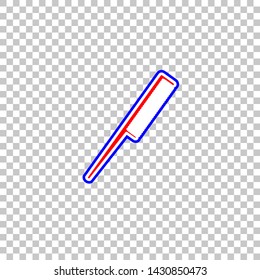 Comb sign. Red, white and contour icon at transparent background. Illustration.