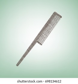 Comb sign. Vector. Brown flax icon on green background with light spot at the center.