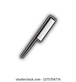 Comb sign. Vector. Double contour black icon with soft shadow at white background. Isolated.