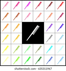 Comb sign. Vector. Felt-pen 33 colorful icons at white and black backgrounds. Colorfull.