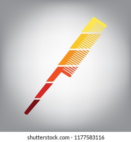 Comb sign. Vector. Horizontally sliced icon with colors from sunny gradient in gray background.