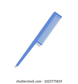 Comb sign. Vector. Neon blue icon with cyclamen polka dots pattern with light gray shadow on white background. Isolated.