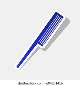 Comb sign. Vector. New year bluish icon with outside stroke and gray shadow on light gray background.