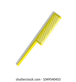 Comb sign. Vector. Yellow icon with square pattern duplicate at white background. Isolated.