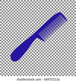 Comb simple sign. Blue icon on transparent background.
