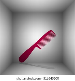 Comb simple sign. Bordo icon with shadow in the room.