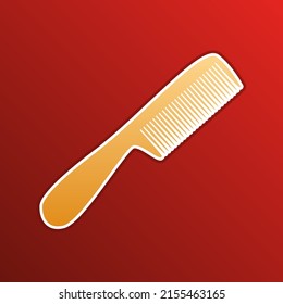 Comb simple sign. Golden gradient Icon with contours on redish Background. Illustration.