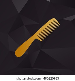 Comb simple sign. Golden style on background with polygons.