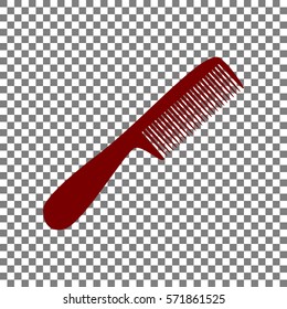 Comb simple sign. Maroon icon on transparent background.