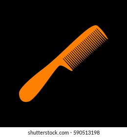 Comb simple sign. Orange icon on black background.
