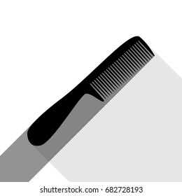 Comb simple sign. Vector. Black icon with two flat gray shadows on white background.