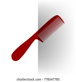Comb simple sign. Vector. Bordo icon on white bending paper background.