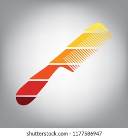 Comb simple sign. Vector. Horizontally sliced icon with colors from sunny gradient in gray background.
