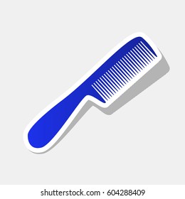Comb simple sign. Vector. New year bluish icon with outside stroke and gray shadow on light gray background.