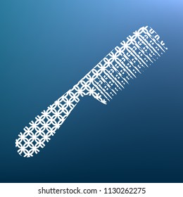 Comb simple sign. Vector. White textured icon at lapis lazuli gradient background.