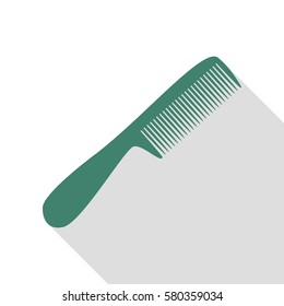 Comb simple sign. Veridian icon with flat style shadow path.