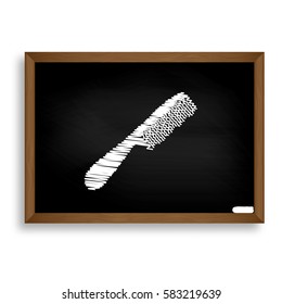 Comb simple sign. White chalk icon on black school board with sh