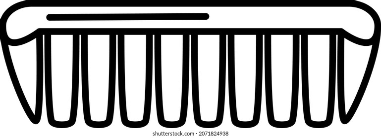 Comb standard size black isolated vector outline graphic icon or illustration