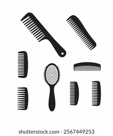 Comb types symbols and silhouettes.