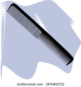 Comb vector, barber, salon, hair, black comb on lilac spot icon of a set, isolated on white background.