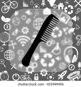 comb vector icon - matte glass button on background consisting of different icons