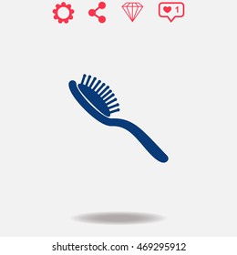 Comb vector icon on grey background.