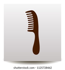 comb vector icon on a realistic paper background with shadow. Illustration on a Flat design style